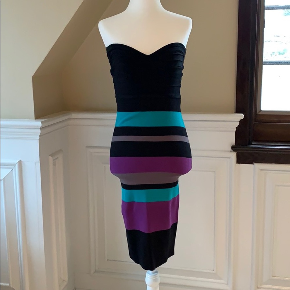 Strapless multi colored cocktail dress